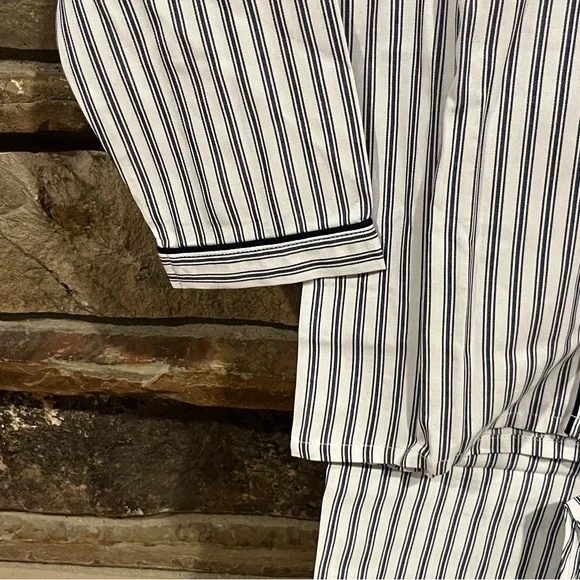 Petite Plume Navy French Ticking Cozy Cotton Blend Striped Kids Pajama Set - Picture 5 of 13